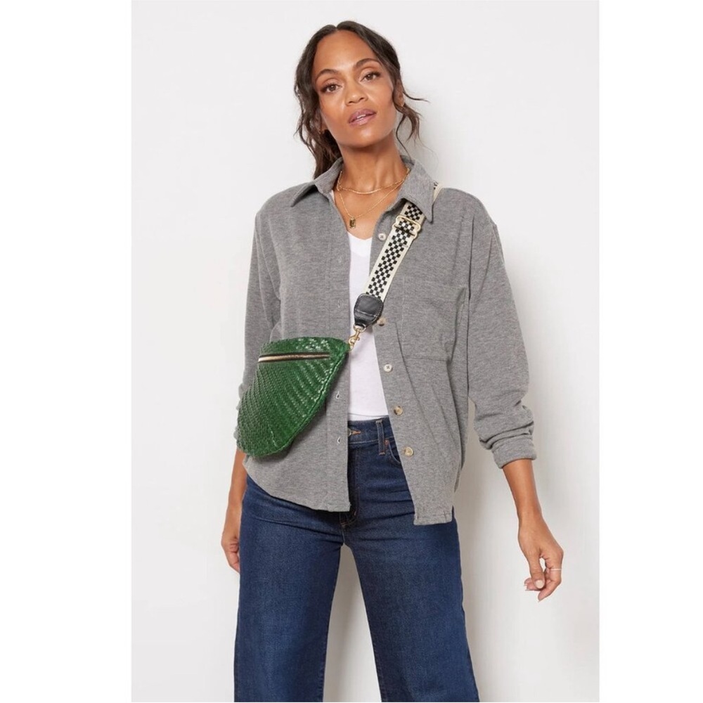 Evereve Gray Button-Down Shirt Jacket